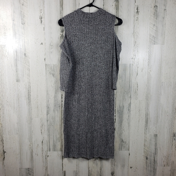 love ari gray cold shoulder ribbed stretchy long sleeve dress women's L - Picture 11 of 11